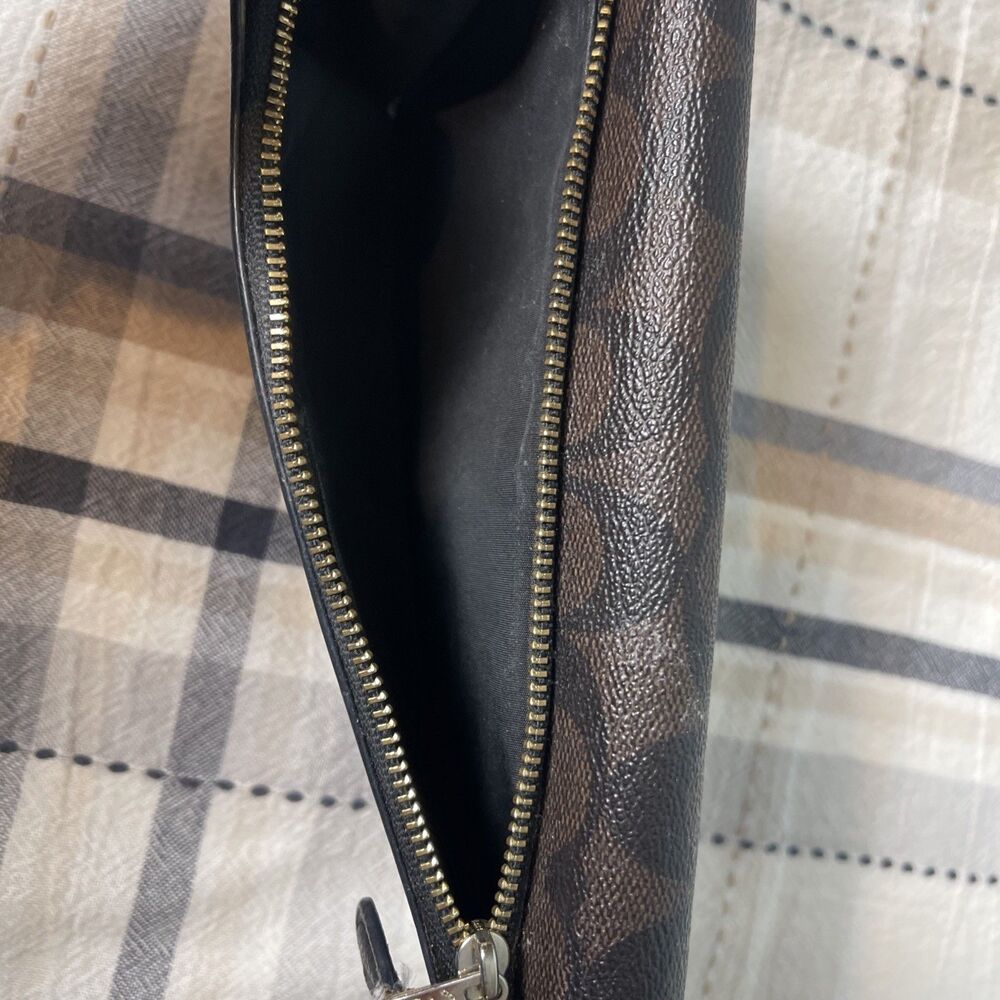 Coach Snap Envelope Wallet Brown with Outside  Zipper Pocket - Picture 3 of 4